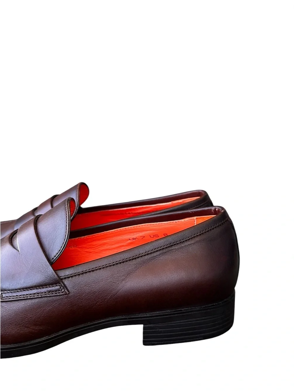 Santoni Dark Brown Leather Penny Loafers